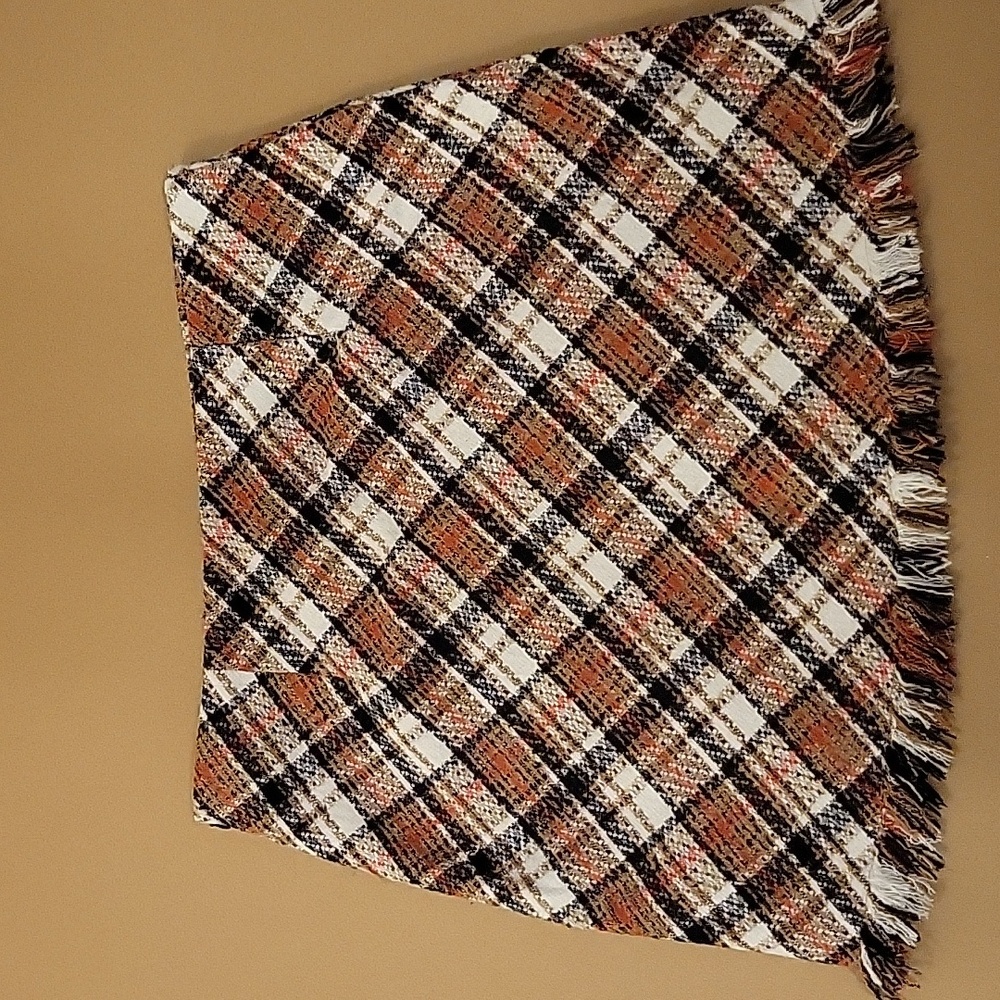 Gilli Plaid Fringe Skirt